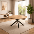 thumbnail image 1 of Ciphrias 43–59 Inch Expandable Dining Table, Oval MDF Table with Oak Finish and Carbon Steel Base, Space Saving for Dining Room, 1 of 8