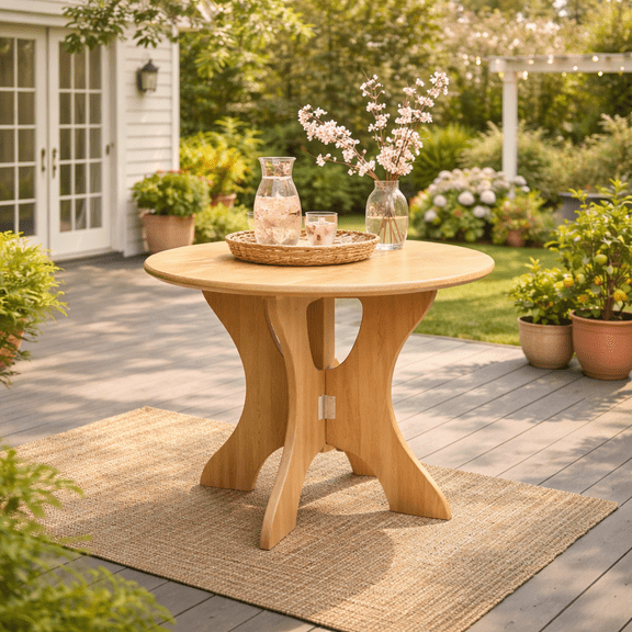 Minddistill Folding Dining Table 43 Inch Round, Wild Oak MDF Compact Table for Small Spaces Dining Room