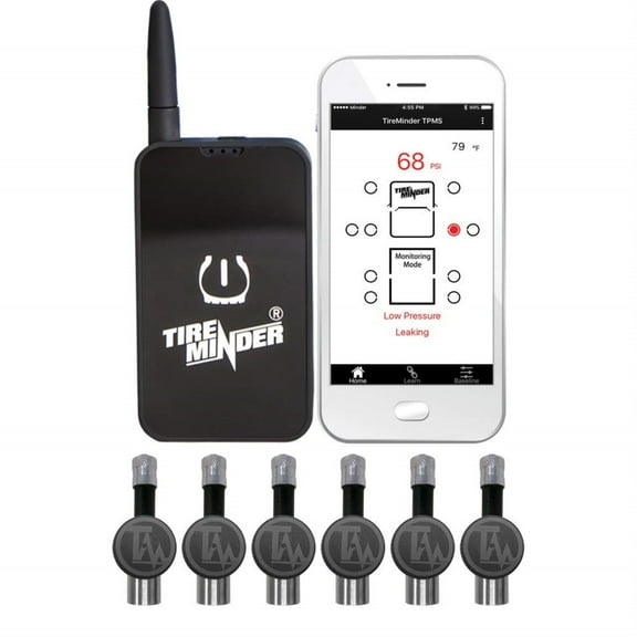 TireMinder Smart TPMS with 6 Flow Through Sensors, Black