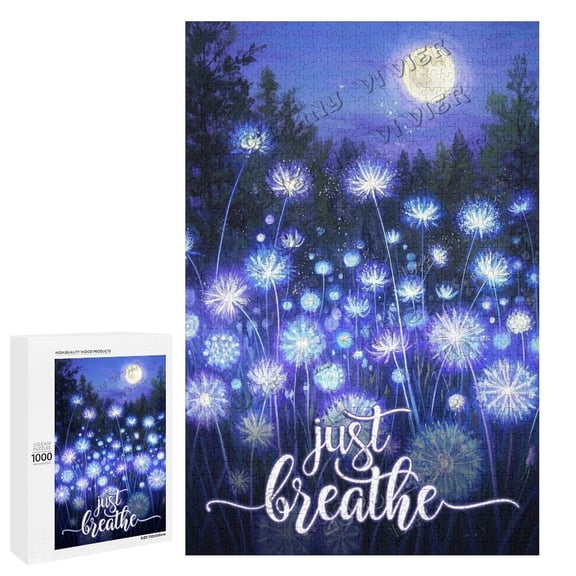 Mindful 1000 Piece Wooden Puzzle Dandelion with Motivational Quote Stress-Relieving Puzzle for Adults Ideal for Mental Wellness and Gifts