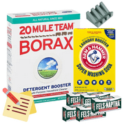 Mindful Bites Laundry Kit Booster with 20 Mule Team Borax - Fels Naptha Soap, Silicone Soap Dish - Arm & Hammer Homemade Recipe