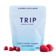 TRIP Lions Mane Focus & Brain Health Gummies, 200mg Mushroom Extract, Non-GMO, Raspberry Flavor, 60 Gummies
