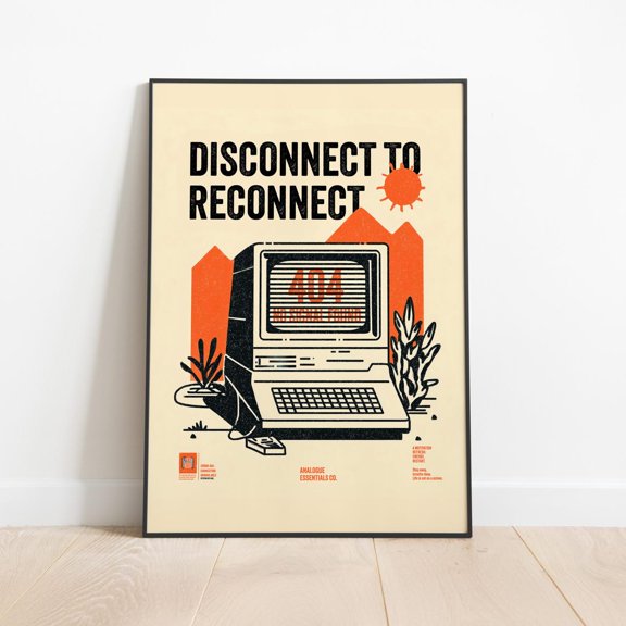 Mindful Decor: Error 404 Poster Retro Computer Wall Art Minimalist Office Print