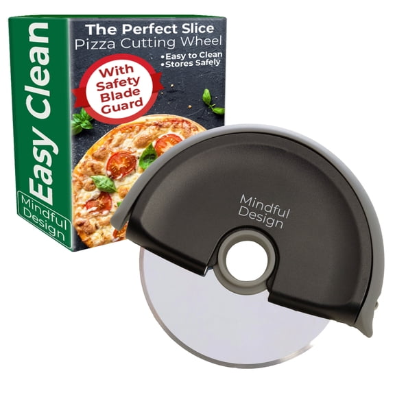 Mindful Design Pizza Cutter (Handheld, Black)