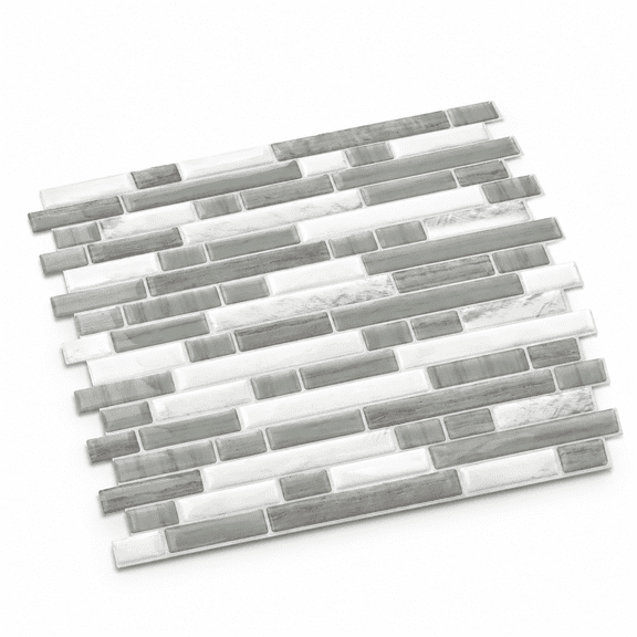 Mindful Gray 10 Self-Adhesive Peel and Stick Wall Tile Backsplash