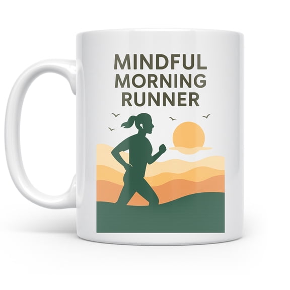 Runner 11 oz Coffee Mug - Mindful Morning White Ceramic Gift