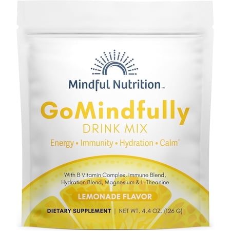 GoMindfully Super Calm Magnesium Drink Mix for Stress Relief & Relaxation, Lemon Flavor, 4.4 oz, 30 Servings