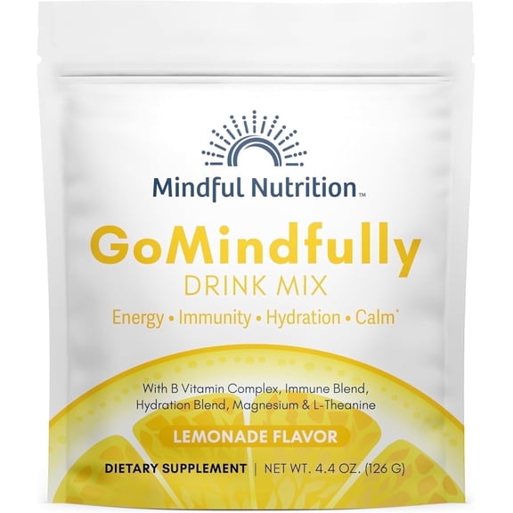 GoMindfully Super Calm Magnesium Drink Mix for Stress Relief & Relaxation, Lemon Flavor, 4.4 oz, 30 Servings
