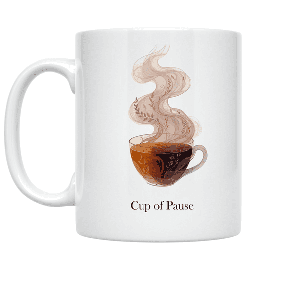 Mindful Pause Teacup Design - Self-Care Enthusiast - 11 oz Ceramic Coffee Mug