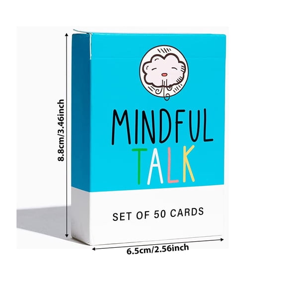 Mindful Talk 50-Pack Mindfulness Conversation Prompt Cards, Calming Deep Thought Discussion Deck for Family Bonding, Therapy Sessions & Relaxing Daily Reflection