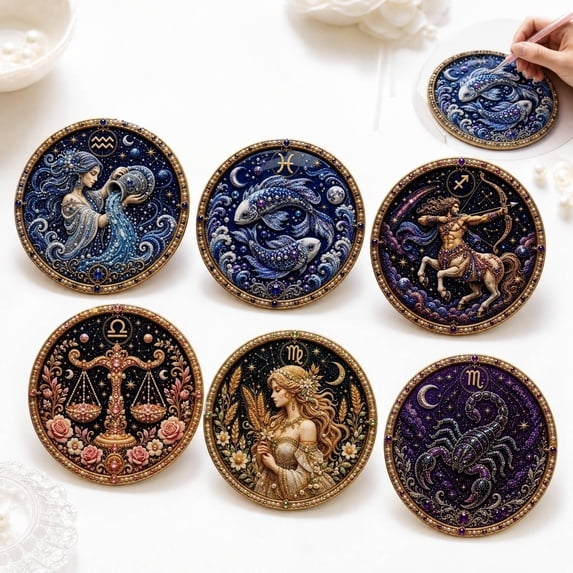Mindful Virgo Zodiac 5D Diamond Painting Kit for Adults DIY Rhinestone Gem Art Set Astrology Wall Decor Stress Relief Hobby Craft Activity Shimmering Star Sign Embroidery for Creative Relaxation