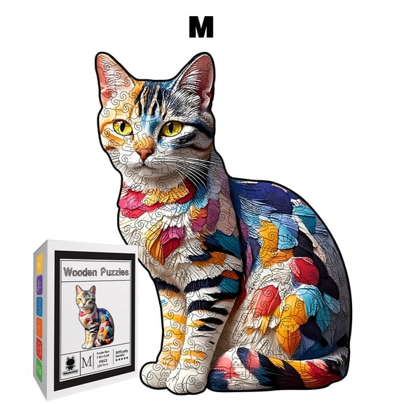 Mindful Zen-Cat Wood Puzzle for Adults, Complex Irregular Jigsaw with Hidden Forest Shards for Deep Relaxation and Digital Detox, High-Performance Mental Vitality Gift
