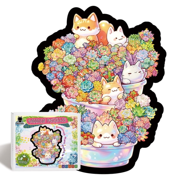 Mindful Zen-Cat Wood Puzzle for Adults, Complex Irregular Jigsaw with Hidden Surprises for Deep Relaxation and Digital Detox, High-Performance Mental Vitality Gift