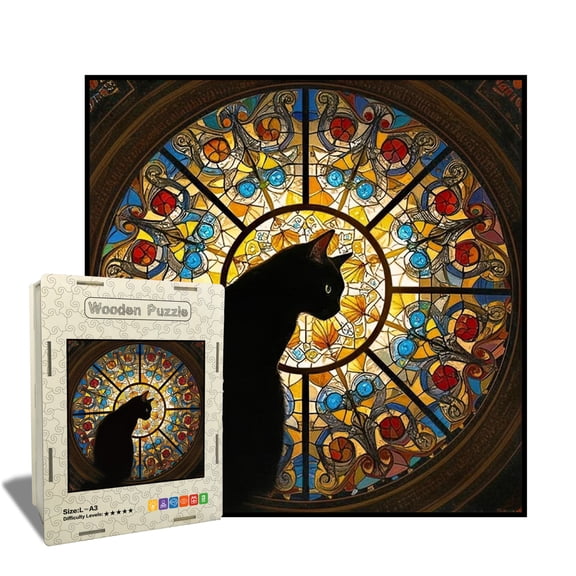 Mindful Zen-Cat Wooden Jigsaw for Adults, Complex Irregular Jigsaw with Hidden Surprises for Deep Relaxation and Digital Detox, High-Performance Mental Vitality Gift