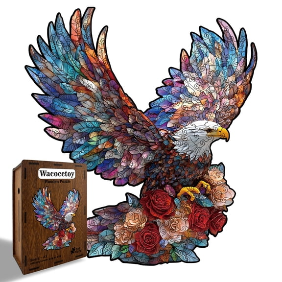 Mindful Zen Eagle Wood Puzzle for Adults, Complex Irregular Jigsaw with Hidden Creatures for Deep Relaxation and Digital Detox, High-Performance Mental Vitality Gift