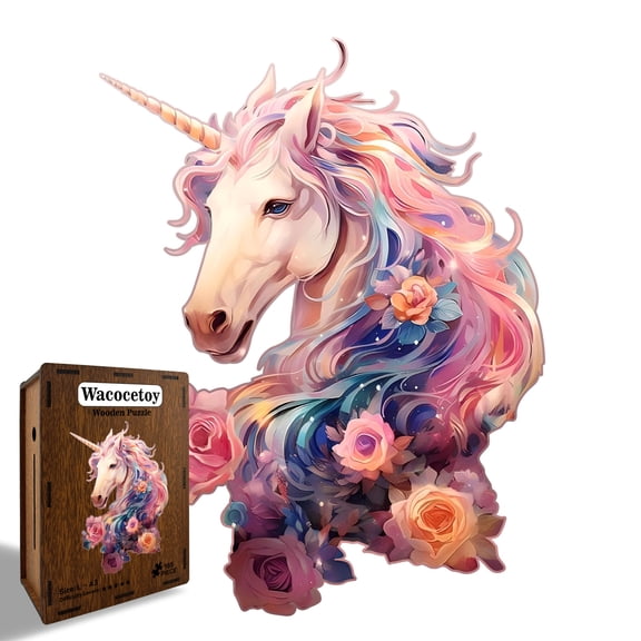 Mindful Zen Unicorn Wood Puzzle for Adults, Complex Irregular Jigsaw with Hidden Surprises for Deep Relaxation and Digital Detox, High-Performance Mental Vitality Gift