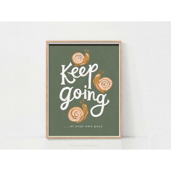 Mindfulness Affirmation Snail Positive Quote Self Care Decor, Stretched Canvas 8x10in