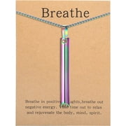 ESUNARTY Mindfulness Breathing Necklace Stress Relief Pendant Stainless Steel Anxiety Breathe Necklace for Women Men