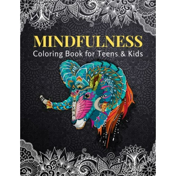 Pre-Owned Mindfulness Coloring Book for Teens & Kids: CBT, DBT, OCD, PTSD Activity Art Therapy for Happy & Calm Mindset & Mental Health, Stress Relief & Relaxation Paperback