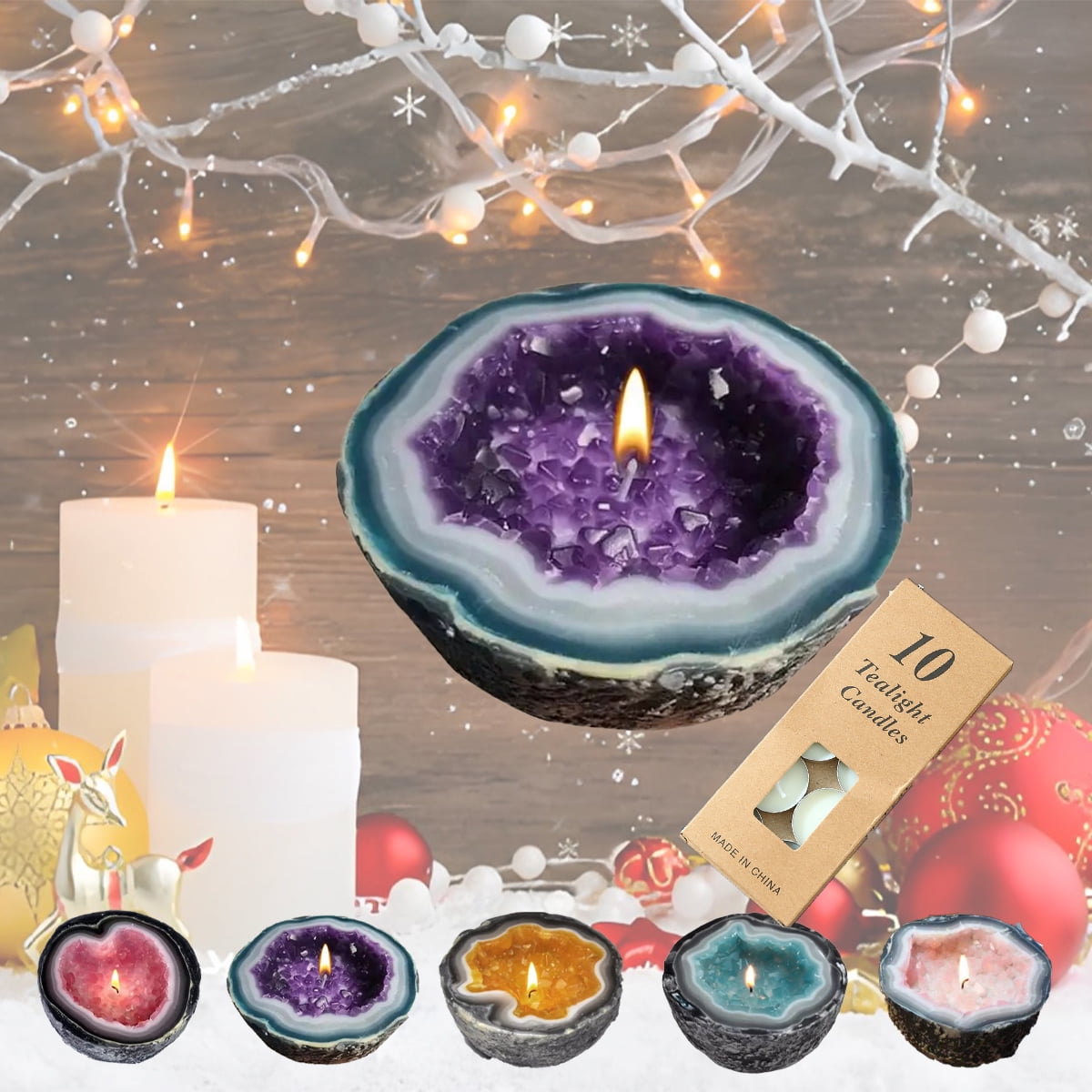 Mindfulness/Healing Crystal Energy Candles, Crystal Healing Energy ...