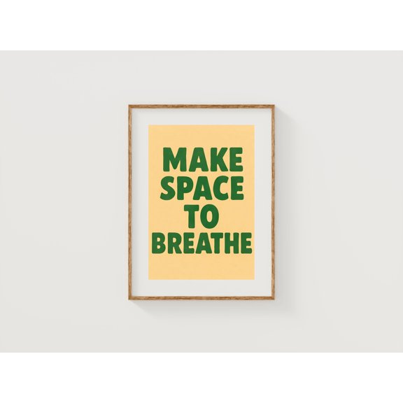 Mindfulness Quote Poster, Calming Green Text, Beige Decor , Poster Print Only