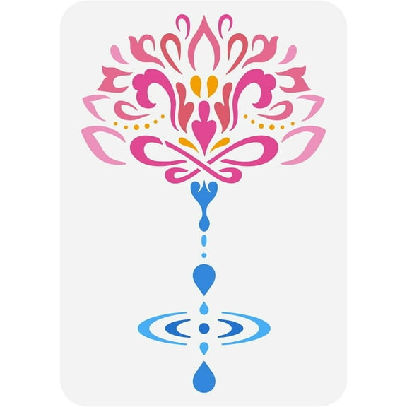 Mindfulness Stencil for Painting 11.7x8.3inch Reusable Religious Theme Drawing Template Inspirational Meditation Om Symbols Stencils for Painting on Wood Wall Home Decor