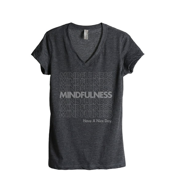 Mindfulness Women's Fashion Relaxed V-Neck T-Shirt Tee Charcoal Grey Small