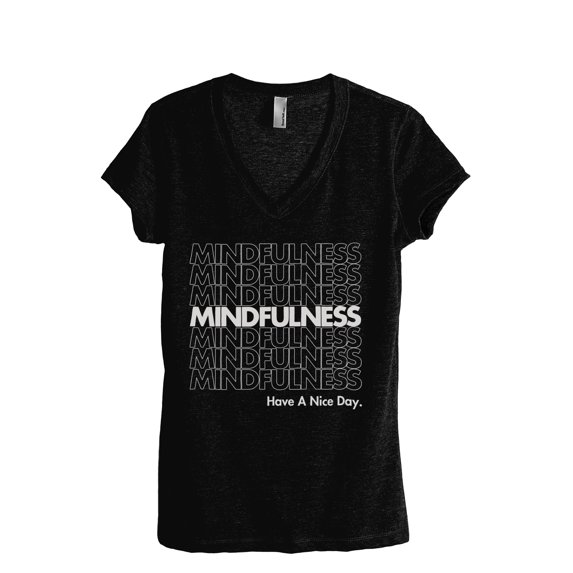 Mindfulness Women's Fashion Relaxed V-Neck T-Shirt Tee Heather Black Medium