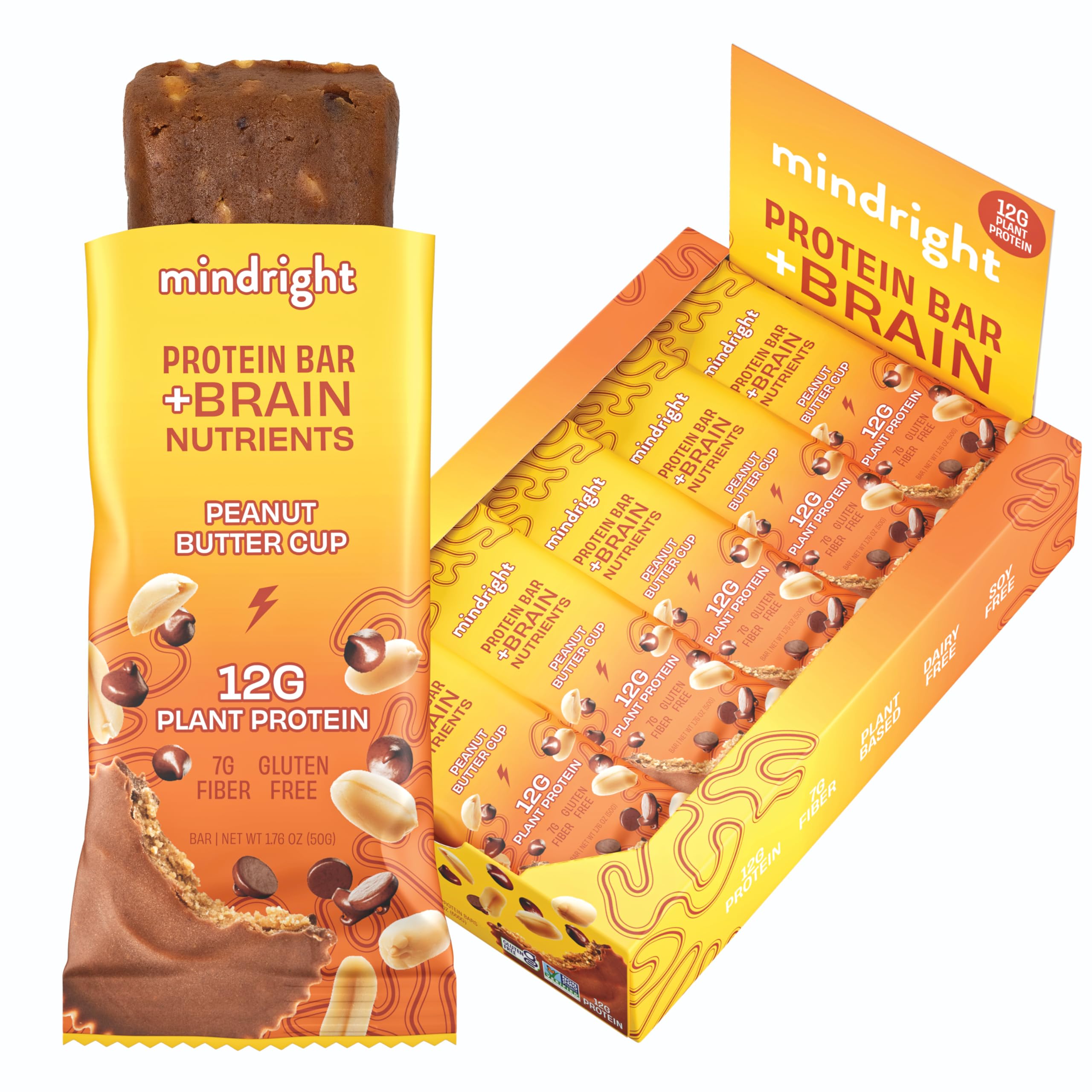 Mindright Superfood Vegan Protein MMF7 Bar Gluten Free, NonGmo, Low