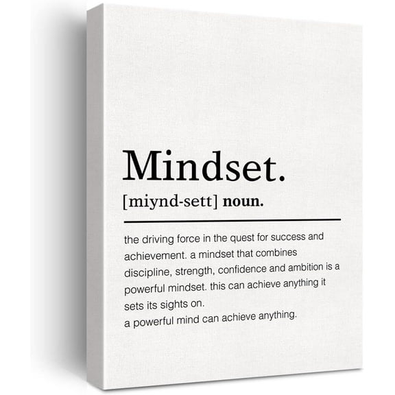 Mindset Definition Canvas Wall Art Motivational Mindset Quote Canvas Print Painting Office Home Wall Decor Framed Gift 12x15 Inch
