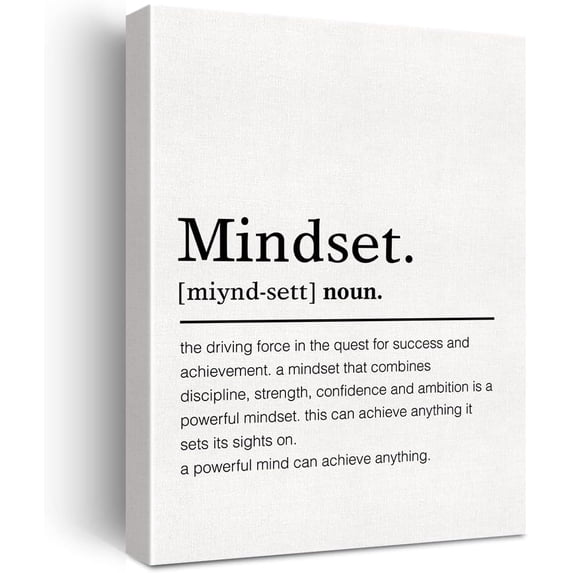 Mindset Definition Canvas Wall Art Motivational Mindset Quote Canvas Print Painting Office Home Wall Decor Framed Gift 12x15 Inch