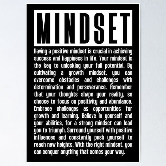 Mindset Definition Quotes Poster- Unframed Poster | Wall Art | Perfect For Home Decor & Gifts, 12x18