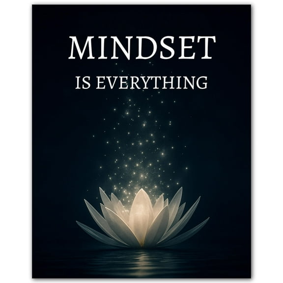 Mindset Is Everything - Motivational Poster for Office Decor - Inspirational Quote Wall Art - Positive Affirmation Poster for Women Men Teens - Spa Yoga Zen Room Wall Art