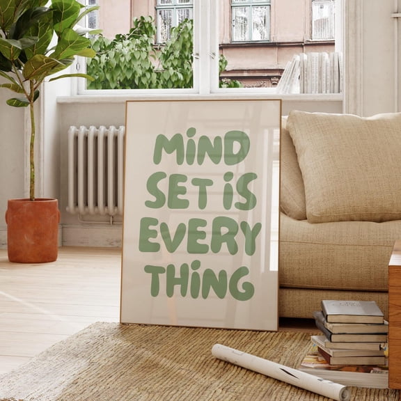 Mindset Is Everything Print, Motivational Classroom Wall Art, Inspirational Quote Print, Home Office Wall Decor, Trendy Sage Green Print Home Decor #1375, Unframed Poster Size 8x12