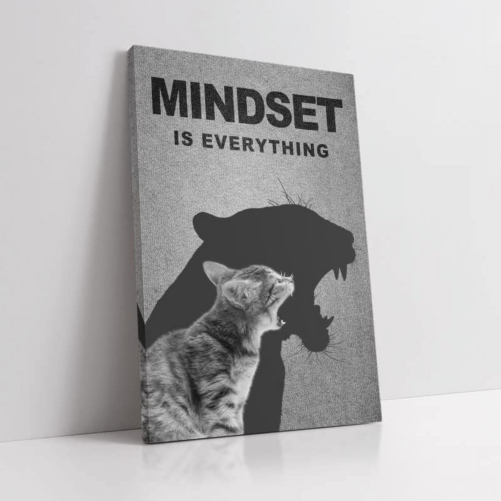 Mindset is Everything Wall Art Inspirational Wolf Canvas Wall Art