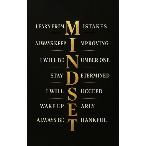 Mindset Inspirational Wall Art Motivational Wall Decor for Office, Gym & Classroom | Positive Quotes Décor to Learn, Improve, Succeed & Stay Determined  Daily Affirmation poster