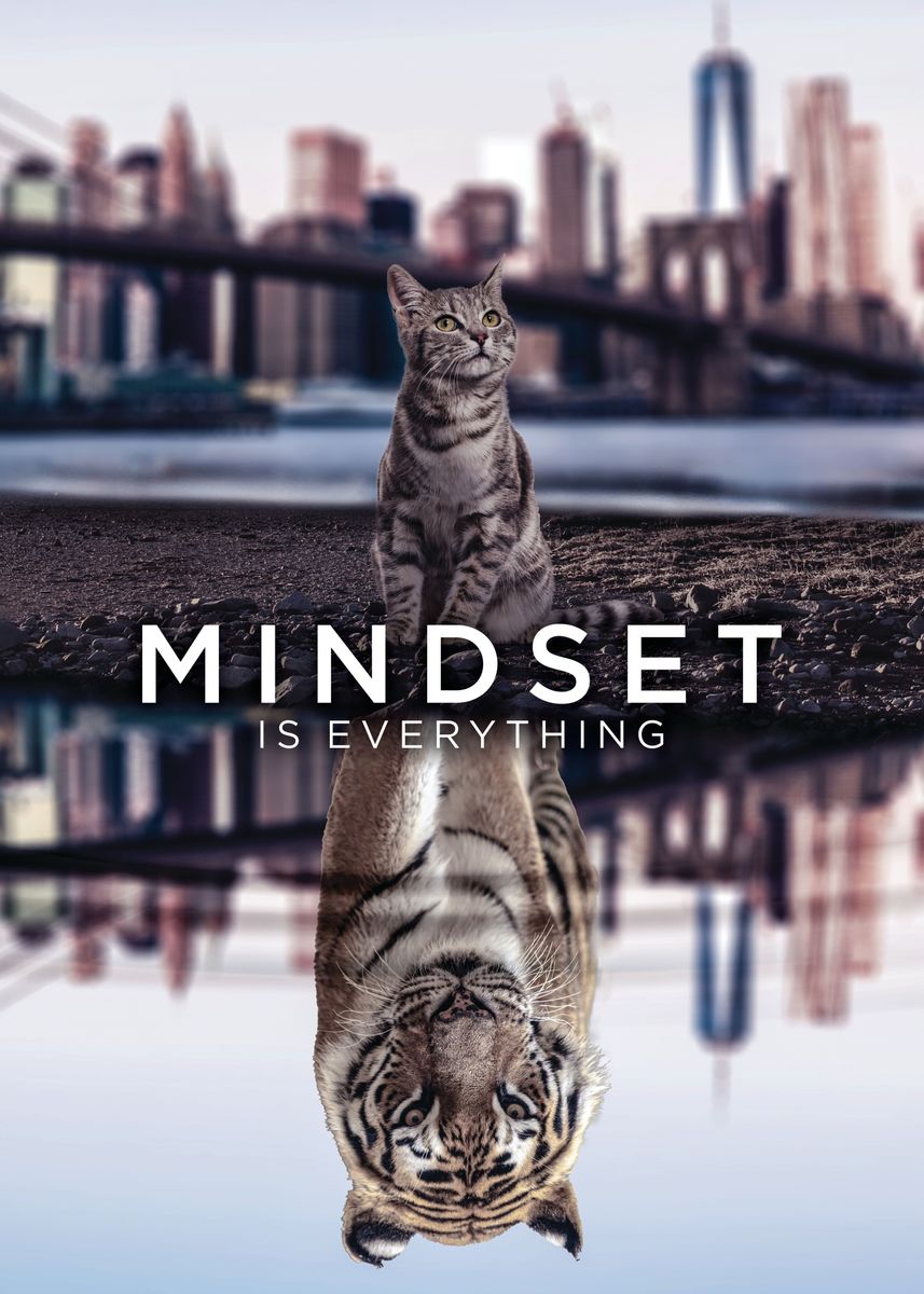 Mindset Is Everything Lion Eagle Wolf Cat Tiger Picture Poster Inspirational Quotes Canvas