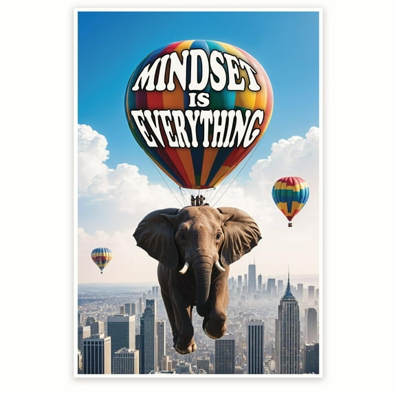 Mindset Is Everything Poster - Powerful Inspiring Encouraging - Funny Positive Classroom Office Uplifting Poster - 12 x 18 Inch Poster - Unframed - Premium 100lb Gloss - Made In USA - BMCP0540