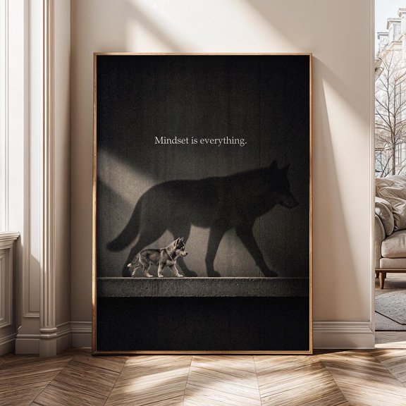 Mindset Is Everything Wolf Motivation Entrepreneur Ceo Modern Inspirational Sh473 Decorative Wall Art Poster , Poster Print Only