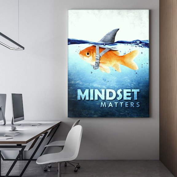 Mindset Matters Fish Shark Motivational Poster Unframed Paper Print