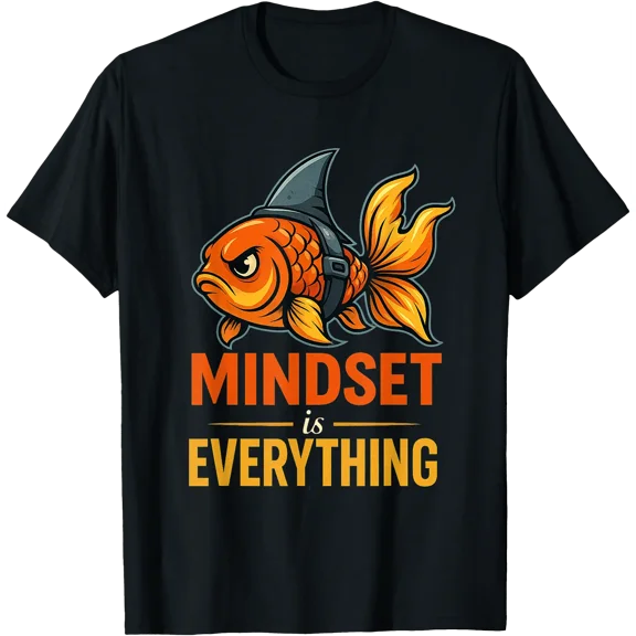 Mindset is Everything Fish with Shark Fin Graphic T-Shirt