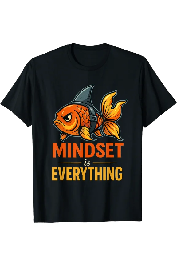 Mindset is Everything Fish with Shark Fin Graphic T-Shirt