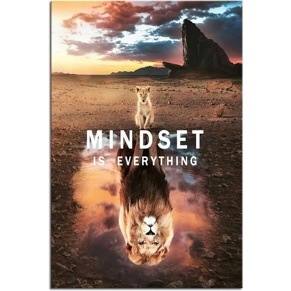 Mindset is Everything Inspirational Entrepreneur Quotes Small Lion Big Lion Poster, Size 24''x36''