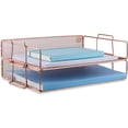 thumbnail image 1 of Mindspace Desk Organizers 2 Tier Document Mesh Desk Organizer for Office Supplies and Accessories Rose Gold, 1 of 9