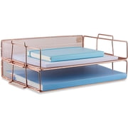 Mindspace Desk Organizers 2 Tier Document Mesh Desk Organizer for Office Supplies and Accessories Rose Gold