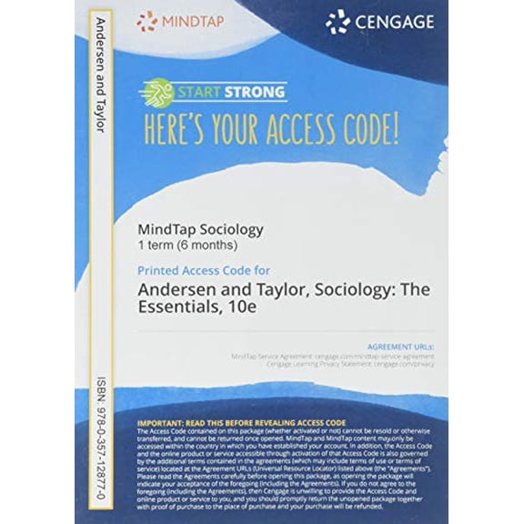 MindTap for Andersen's Sociology: The Essentials, 1 term Printed Access Card
