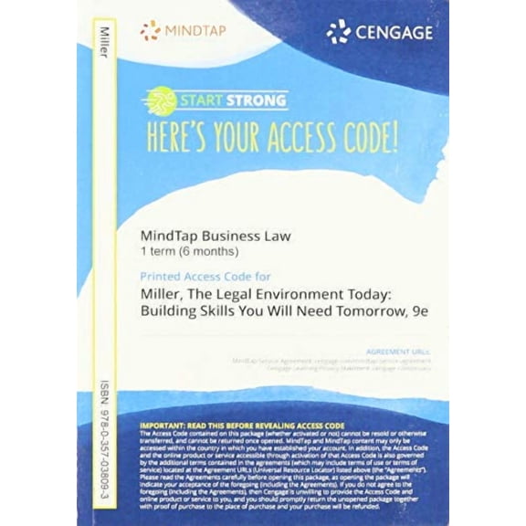 Mindtap for Miller/Cross's the Legal Environment Today, 1 Term Printed Access Card