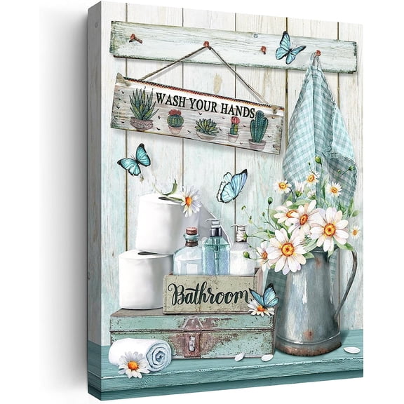 Mindunm Wall Art Rustic Flower and Butterfly 12"x16" Framed Canvas Art Prints
