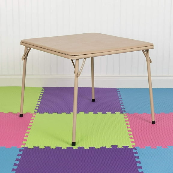 Mindy Kids Tan Folding Table with Padded Top and Powder Coated Locking Legs