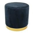 thumbnail image 1 of Mindy Ottoman, Dark Blue Velvet and Gold Metal Base, Round 19 Inch, 1 of 5